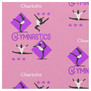Tissu Athlètes gymnastiques violet rose personnalisé