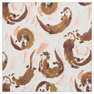 Tissu ATTA OTTER Loutres de mer sauvages