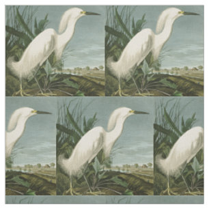 Tissu Audubon Héron de neige Oiseaux d'aigrettes blanche