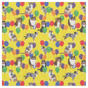 Tissu Aussies Australian Shelpherds et Balloons du Parti