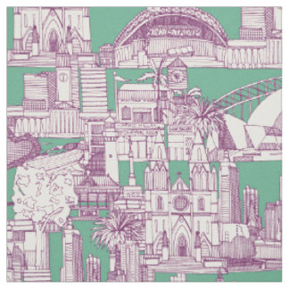 Tissu Australia toile de jouy purple peppermint