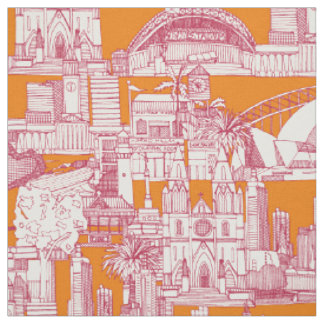 Tissu Australia toile de jouy viva magenta satsuma