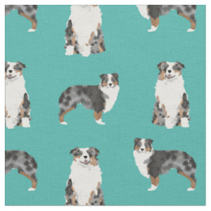 Tissu Austrarlien Shepherd blue merle dog turquoise