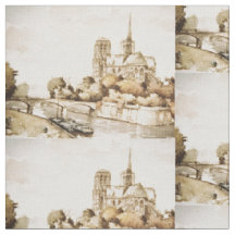 Tissu avec des images "de cathédrale de Notre