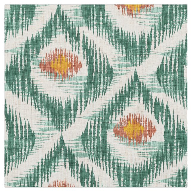 Tissu avec motif ikat vert (Fermer)