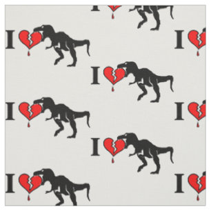 Tissu Avertissement ! le dinosaure mange le coeur