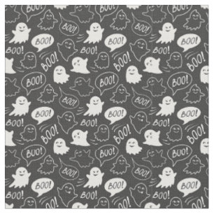 Tissu B&W Cute Doodle Halloween Motif