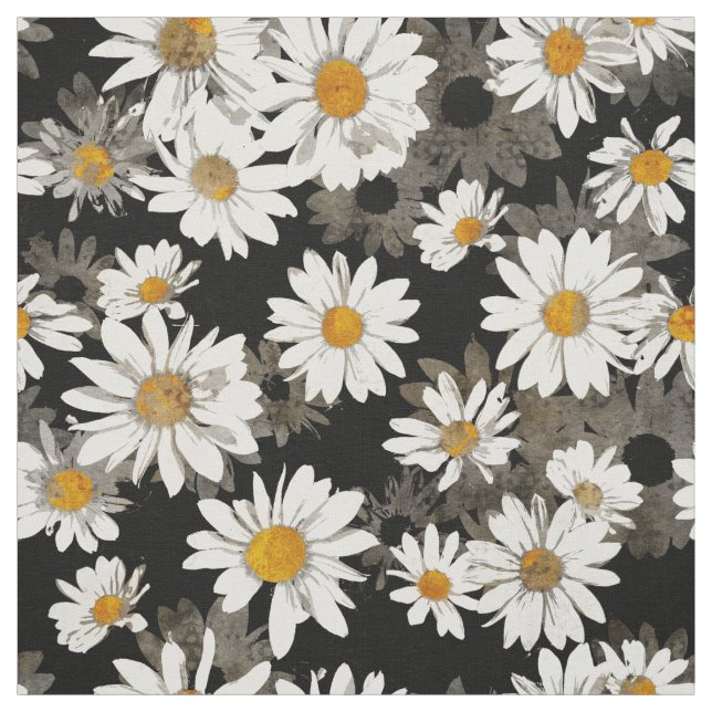 Tissu Baisson blanc sur noir (Échantillon)