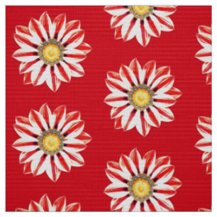Tissu Baisy africain / Gazania - Barrage rouge et blanc