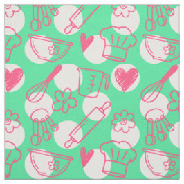 Tissu Baking Doodles sur pois - Rose & Vert