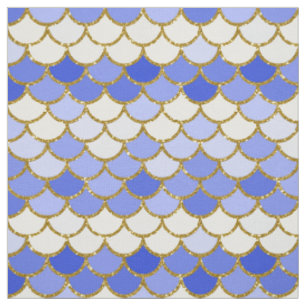 Tissu Balances de sirène Parties scintillant bleue et or