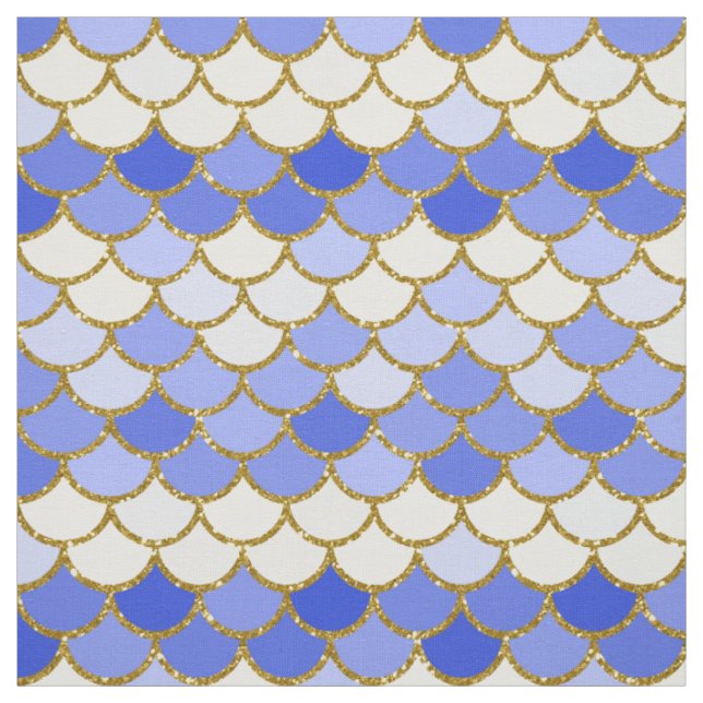 Tissu Balances de sirène Parties scintillant bleue et or (Échantillon)