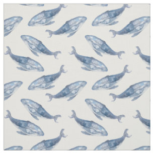 Tissu Baleines à bosse en aquarelle