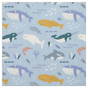 Tissu Baleines bleues