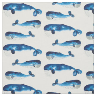 Tissu Baleines bleues pour aquarelle