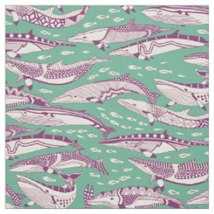 Tissu baleines de Minke poivre menthe glaciale