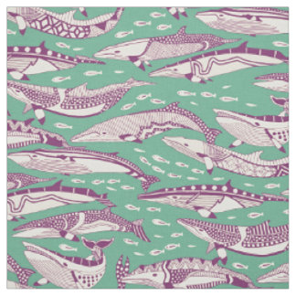Tissu baleines de Minke poivre menthe glaciale