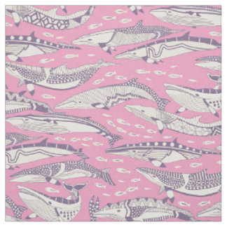 Tissu baleines de Minke violet pastel magenta