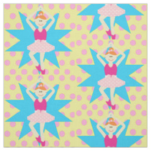 Tissu Ballerina Girl Sur Pink Polka Dot Fabric