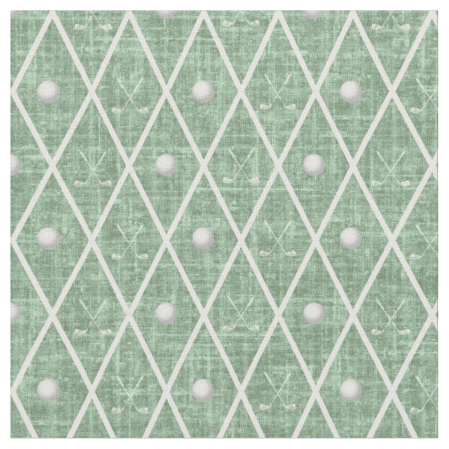 Tissu Balles de golf et clubs Argyle sur Fern Green (Fermer)