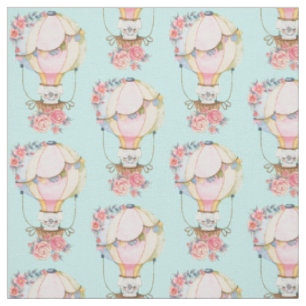 Tissu Ballons d'air chaud mignon avec Motif d'aquarelle