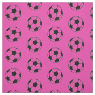 Tissu Ballons de football roses et noirs de diva