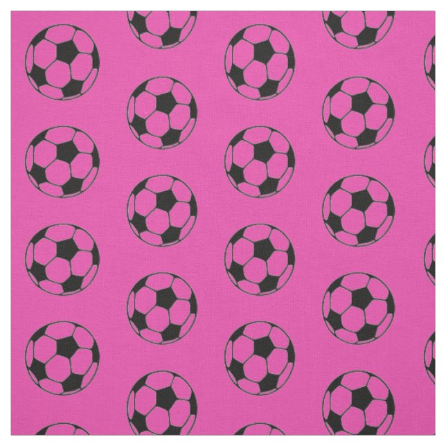 Tissu Ballons de football roses et noirs de diva (Échantillon)