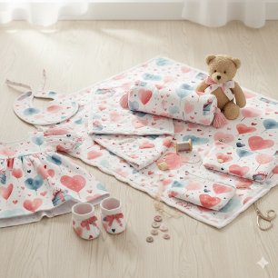 Tissu Ballons en forme de cœur et cadeaux sans couture à