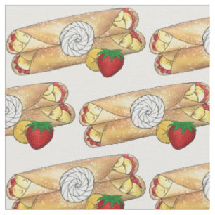 Tissu Banana fraise Crêpes Cuisine française Crème