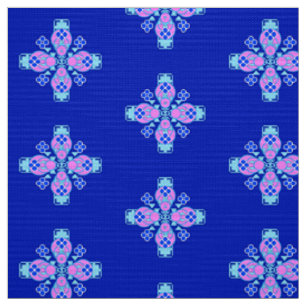 Tissu Bandana Print - orchidée, bleu et cobalt