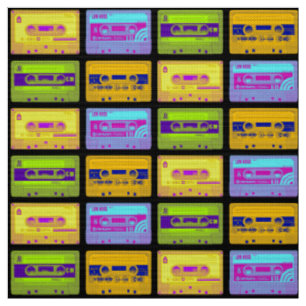 Tissu Bandes de cassettes Pop Art Retro 80s