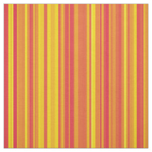 Tissu Bandes orange jaune rouge