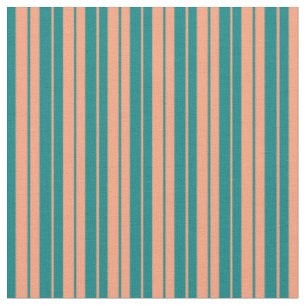 Tissu Bandes turquoises et Saumons claires