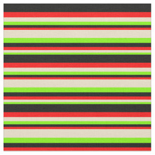 Tissu Bandes vertes, bronzées, rouges et noires
