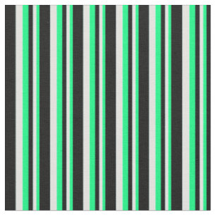 Tissu Bandes vertes, cyanes claires et noires