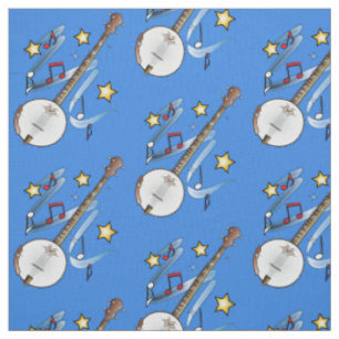 Tissu Banjo avec des notes et des étoiles