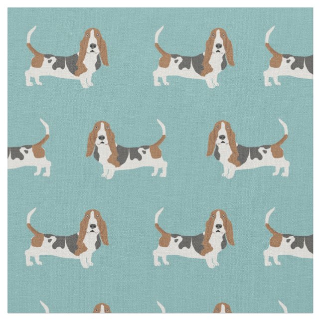 Tissu Basset Hound bleu clair (Fermer)