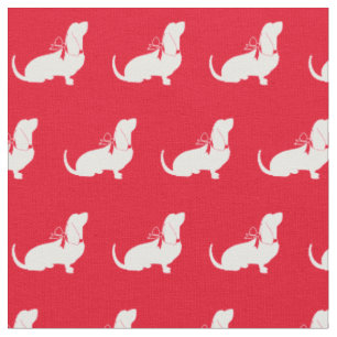 Tissu Basset Hound Chien Silhouette Animal Rouge