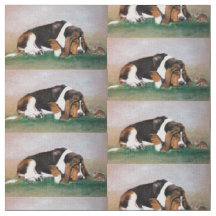 Basset Hound et Bunny Dog Art Fabric