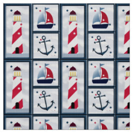 Tissu Bateau à voile nautique mignon, phare, Ancre