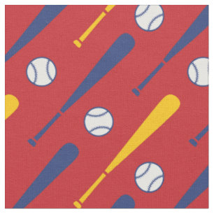 Tissu Bateaux de baseball rouge, jaune et bleu