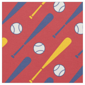 Tissu Bateaux de baseball rouge, jaune et bleu