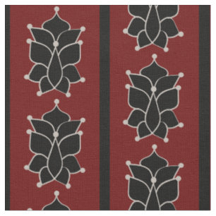 Tissu Batik noir rayures en brique rouge
