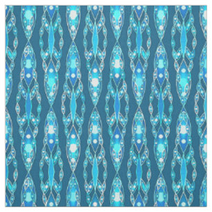 Tissu Batik tribal - Bleu océanique et Aqua