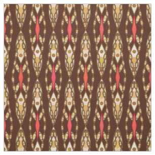 Tissu Batik tribal - brun, Tan et corail