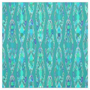 Tissu Batik tribal - turquoise et aigue-marine