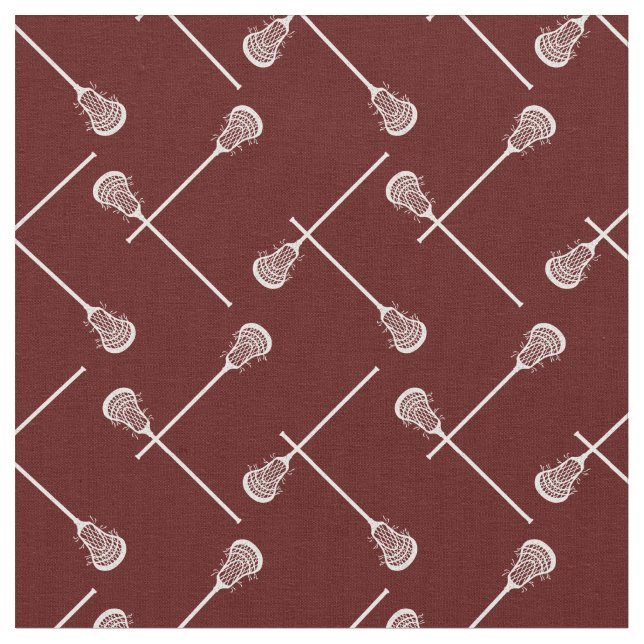 Tissu Bâtons blancs Maroon Lacrosse (Fermer)