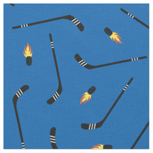 Tissu Bâtons de hockey Canards flamboyants Sports Blue
