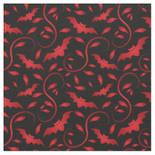 Tissu Battes rouges et motif de feuille