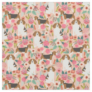 Tissu Beagle - Fleurs roses